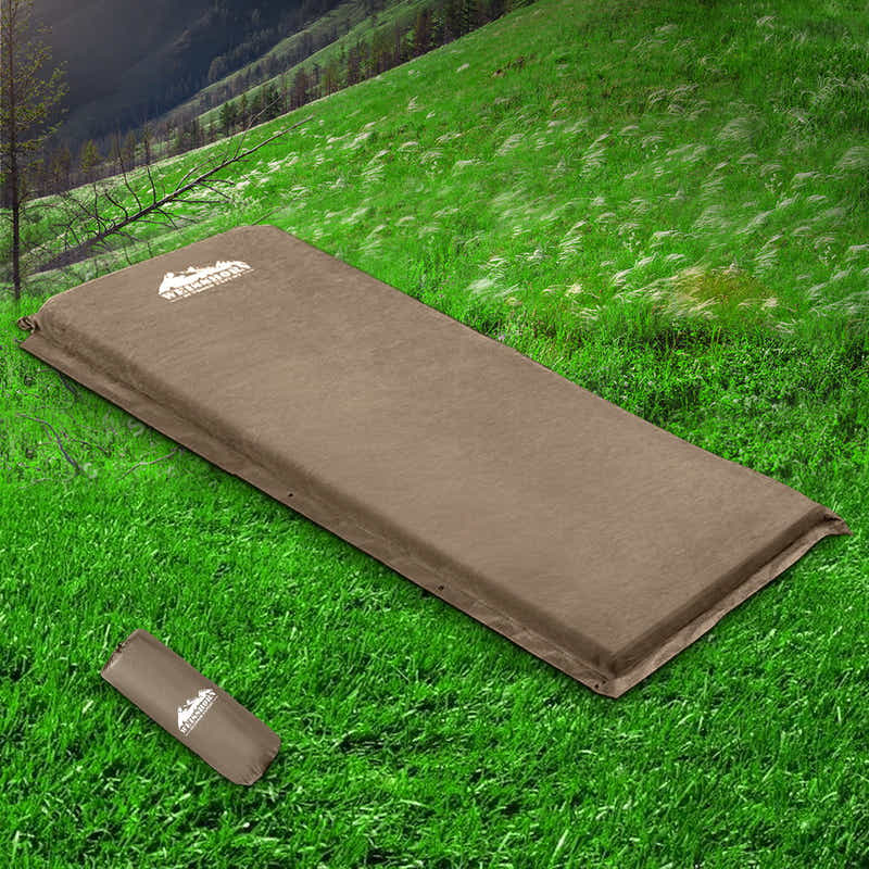 DS NA Single Size Self Inflating Matress Mat Joinable 10CM Thick Coffee