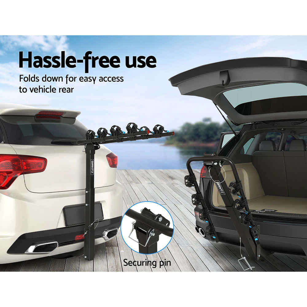 DS NA Bike Carrier 4 Bicycle Car Rear Rack Hitch Mount 2" Towbar Foldable Steel