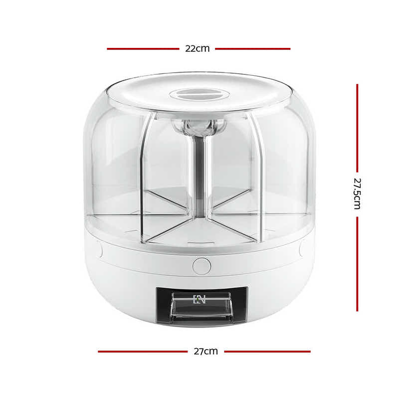 DS NA 6-In-1 Cereal Dispenser Rotating Grain 10KG Rice Storage Dry Food Box