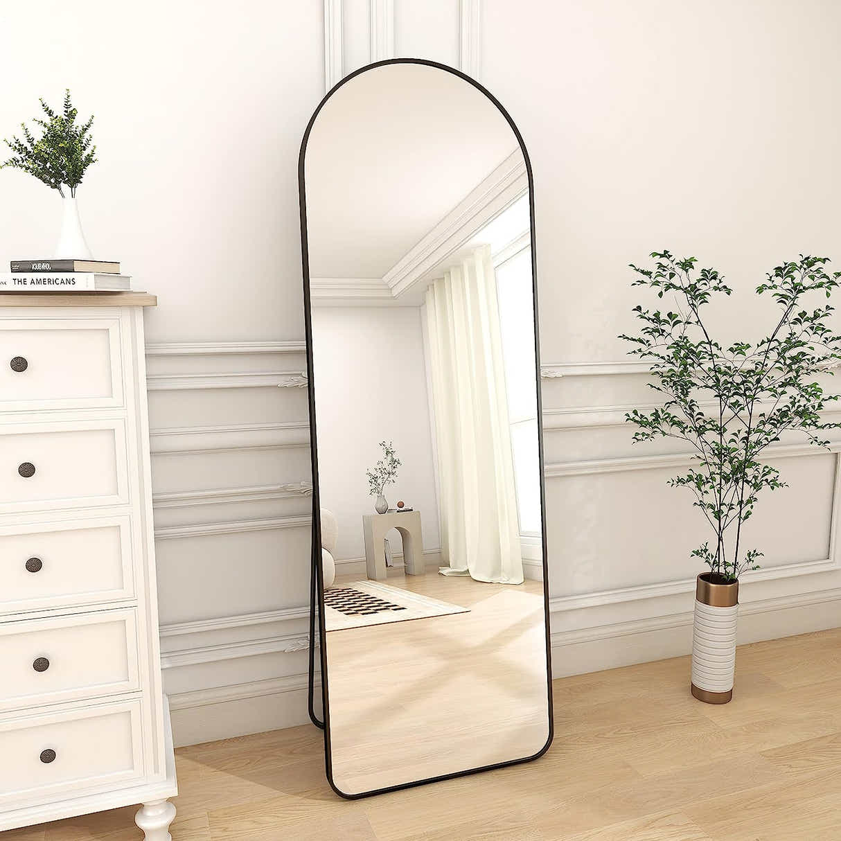 DS BS Aluminum Alloy Frame Arched Mirror 157×47cm