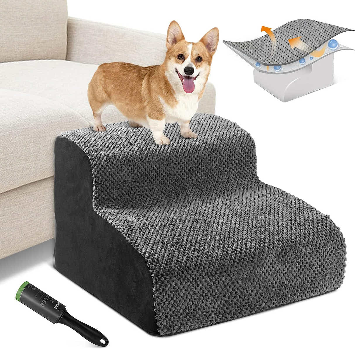 DS BS High Density Foam Pet Stairs - 2 Tiers