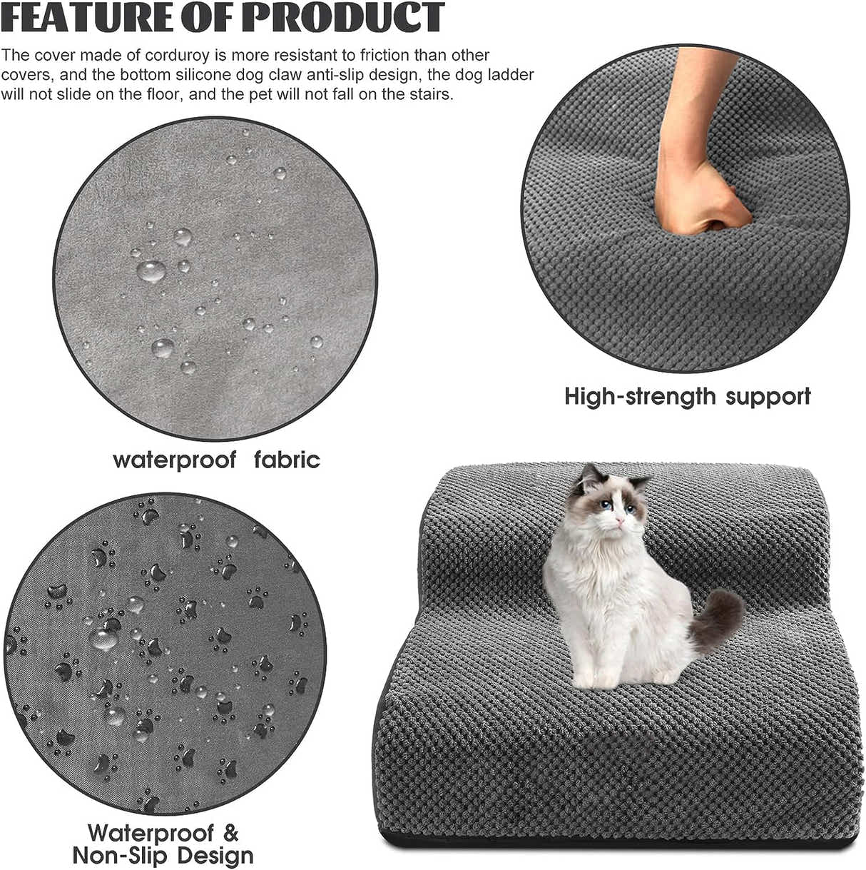 DS BS High Density Foam Pet Stairs - 2 Tiers