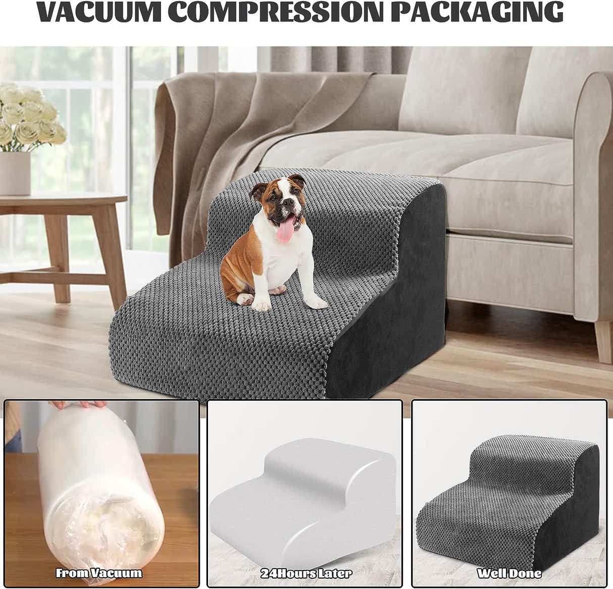 DS BS High Density Foam Pet Stairs - 2 Tiers