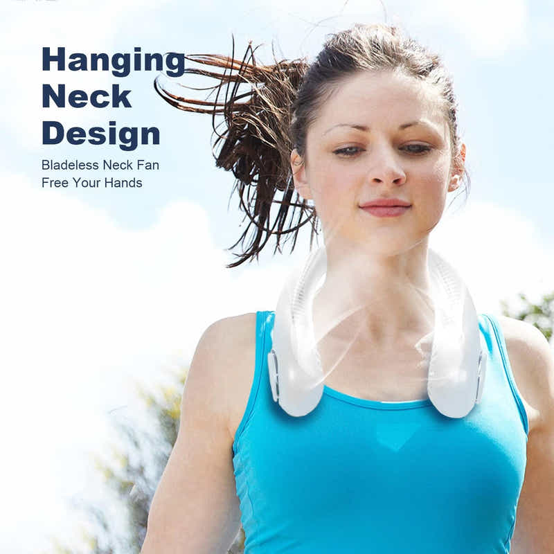 DS BS USB Rechargeable Bladeless Portable Neck Fan-Pink