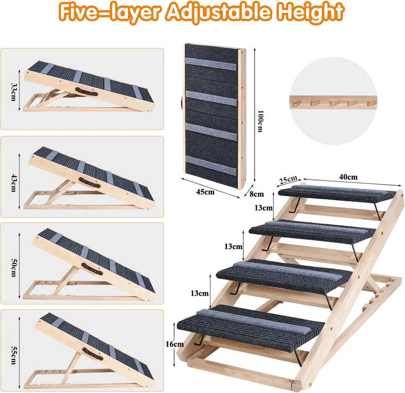 DS BS 2-in-1 Adjustable Pet Ramp and Dog Stairs