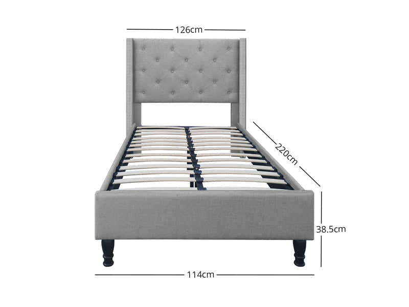 New Lisbeth Bed Frame Grey - King Single