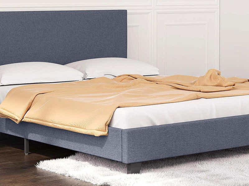 T Neora Linen Bed Frame Queen Dark Grey