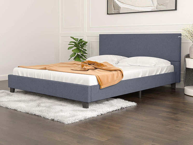T Neora Linen Bed Frame Queen Dark Grey