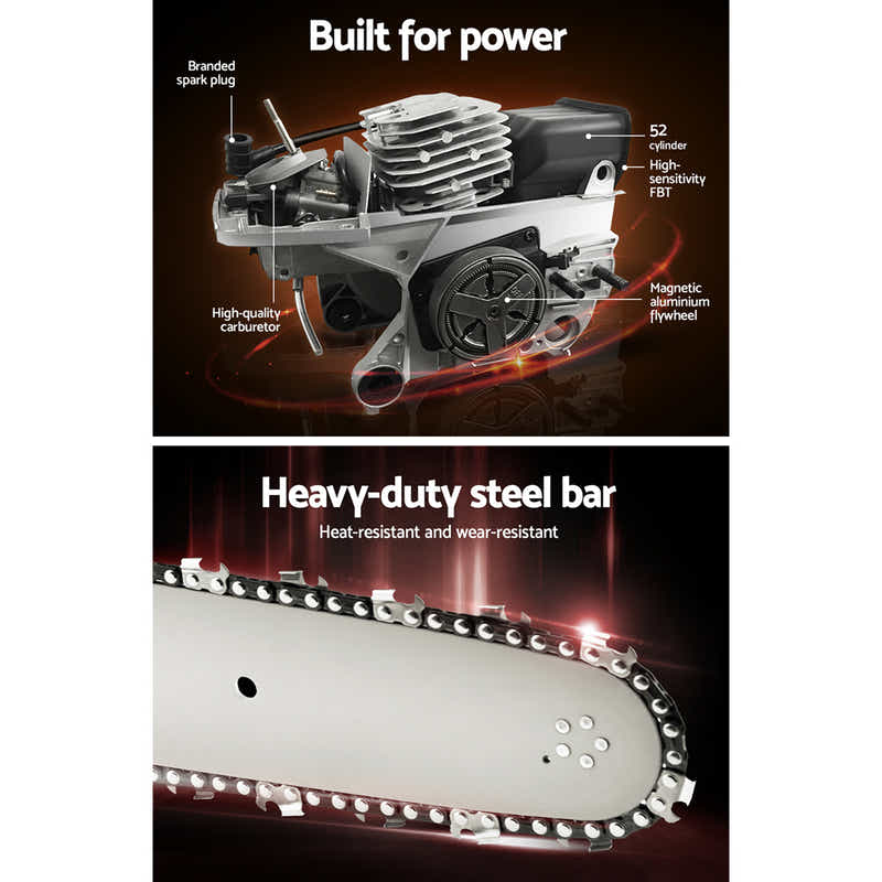 DS NA Giantz 88cc Commercial Petrol Chainsaw E-Start 24 Bar Pruning Chain Saw