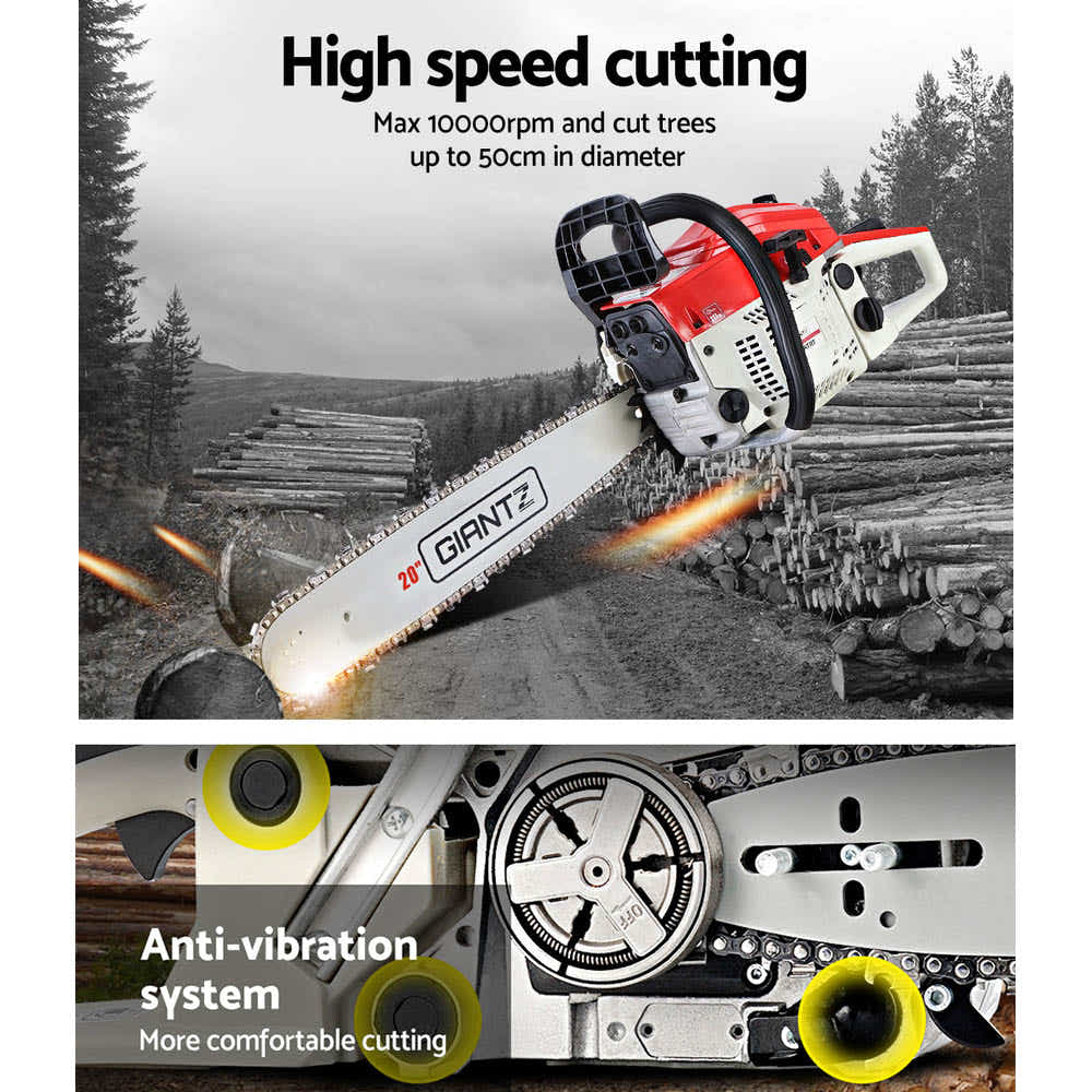 DS NA GIANTZ 52CC Petrol Commercial Chainsaw Chain Saw Bar E-Start Pruning