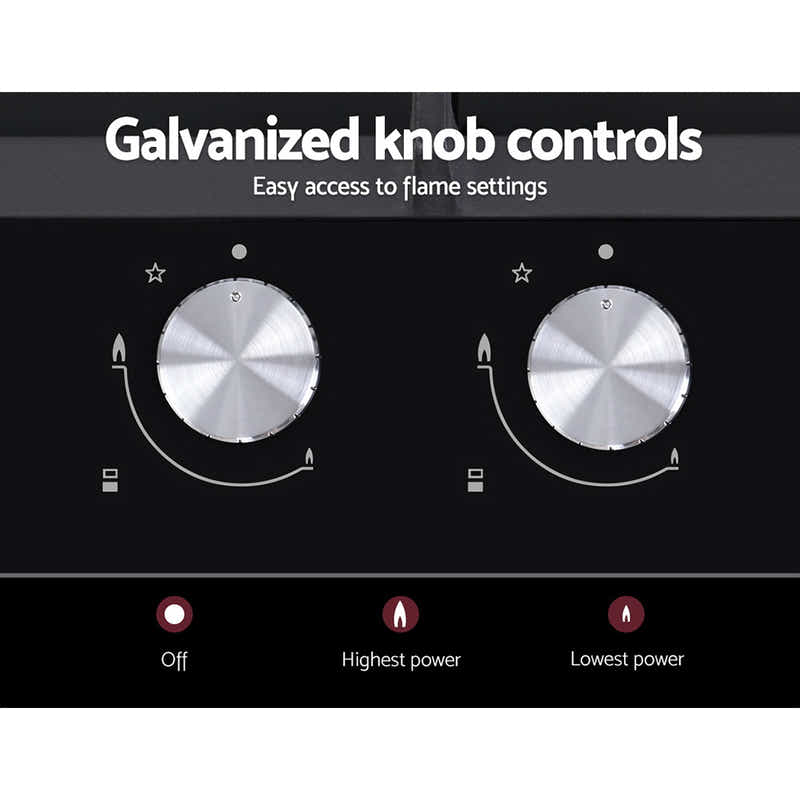 DS NA Gas Cooktop 30cm Gas Stove Cooker 2 Burner Cook Top Konbs NG LPG Black