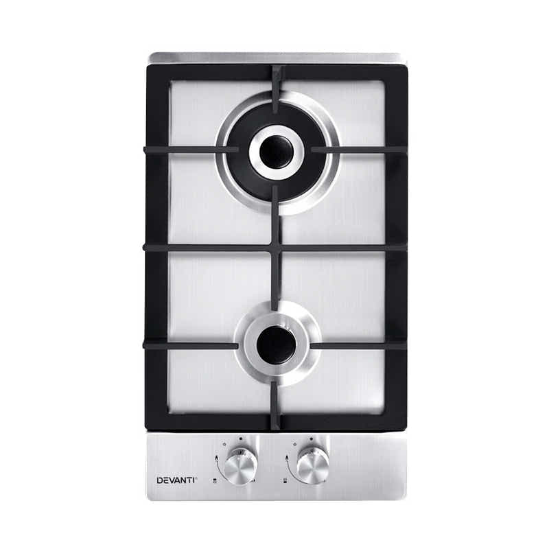 DS NA Gas Cooktop 30cm Gas Stove Cooker 2 Burner Cook Top Konbs NG LPG Steel