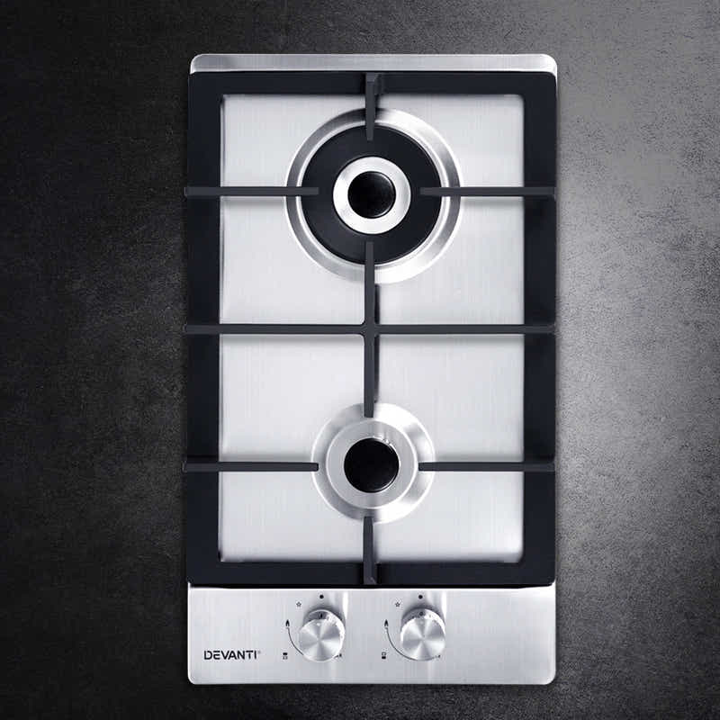DS NA Gas Cooktop 30cm Gas Stove Cooker 2 Burner Cook Top Konbs NG LPG Steel