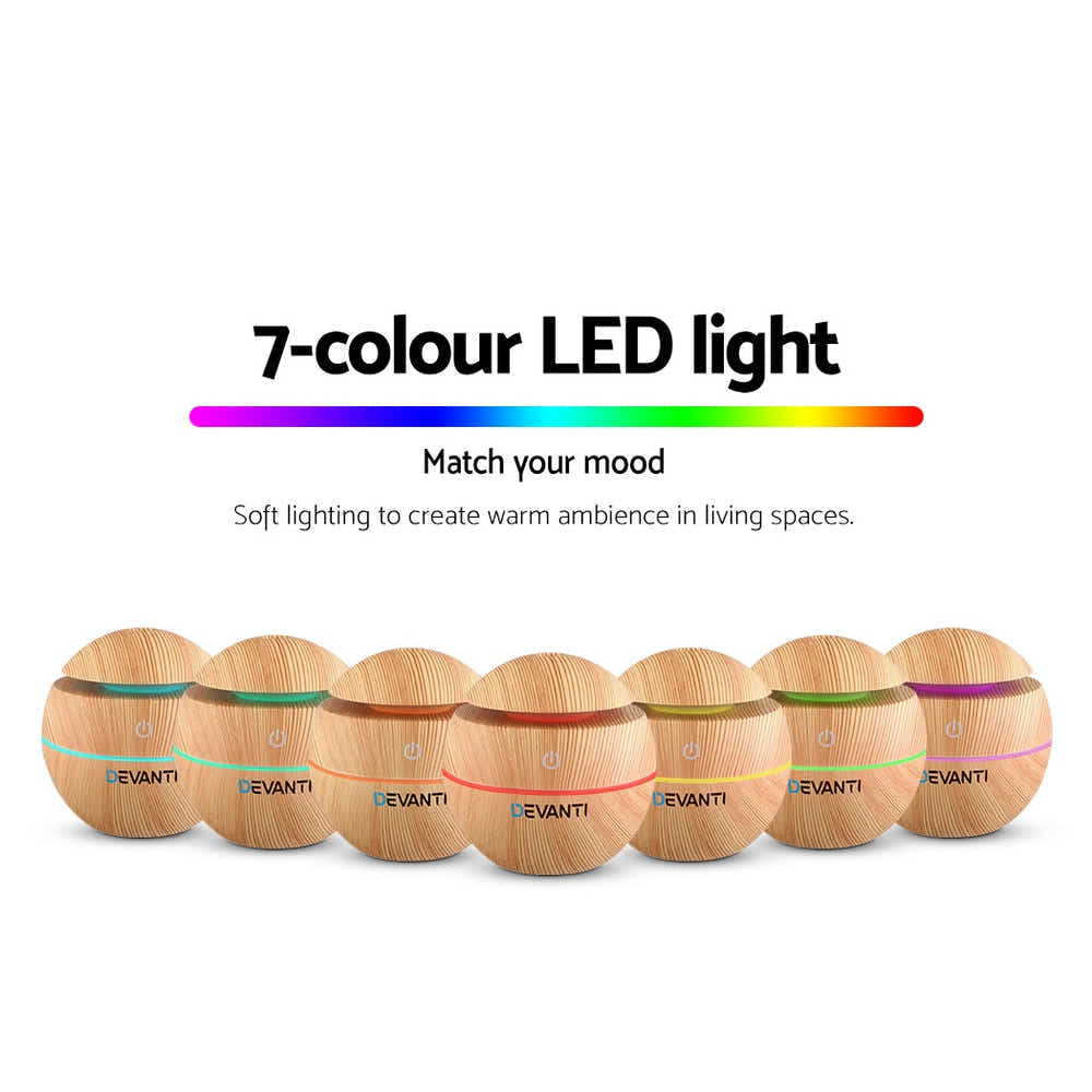 DS NA Aromatherapy Diffuser Aroma Essential Oil Air Humidifier LED Light 130ml