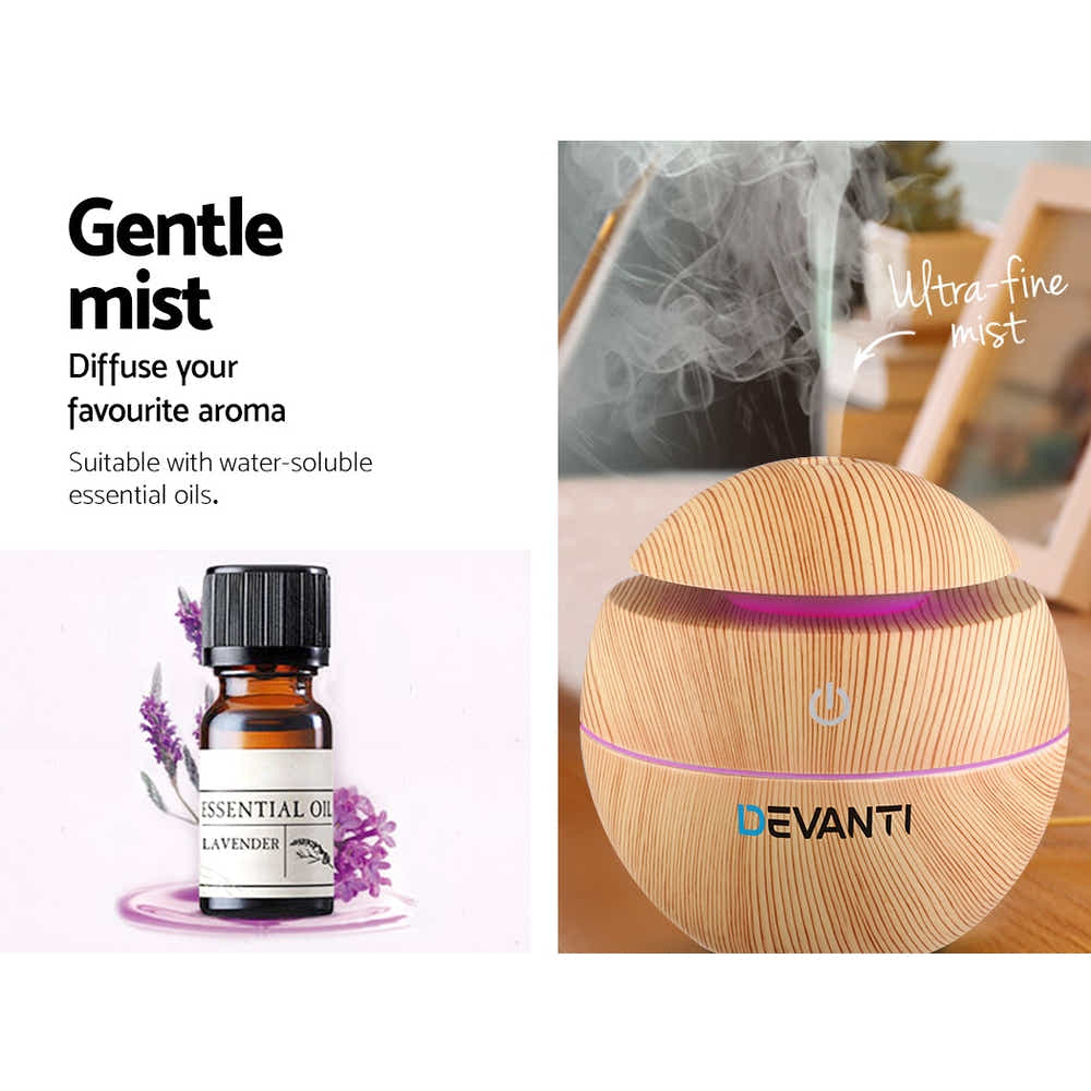DS NA Aromatherapy Diffuser Aroma Essential Oil Air Humidifier LED Light 130ml