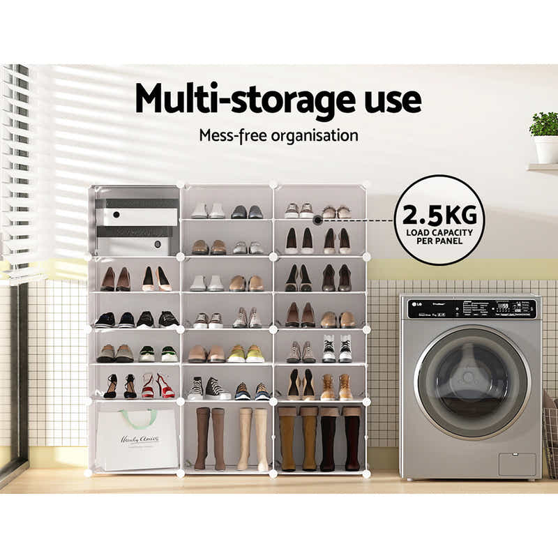 DS NA Artiss DIY Shoe Box Shoe Cabinet White Storage Portable Organiser Stand