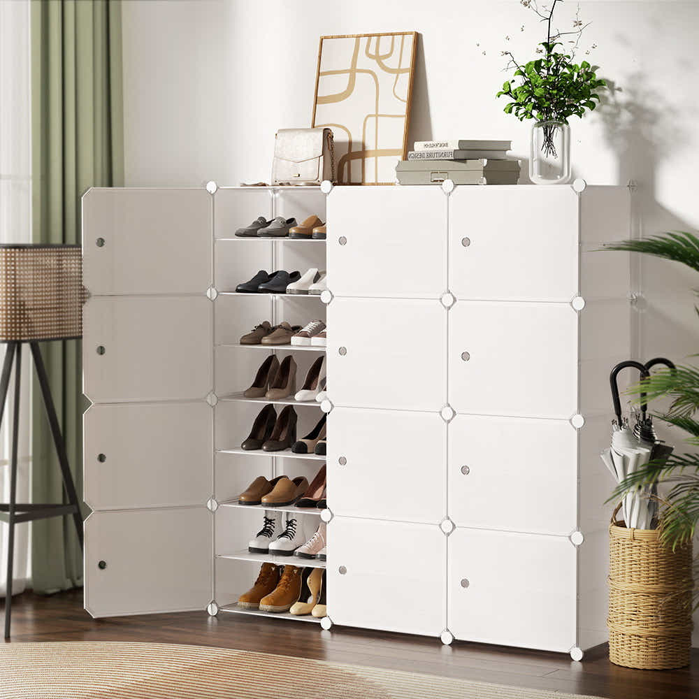 DS NA Artiss DIY Shoe Box Shoe Cabinet White Storage Portable Organiser Stand