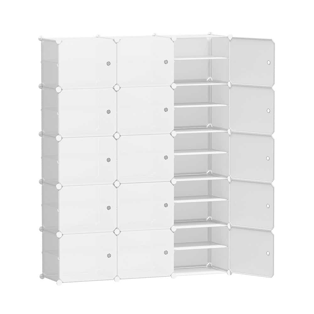 DS NA Artiss Shoe Cabinet DIY Shoe Box White Portable Organiser Storage Stand