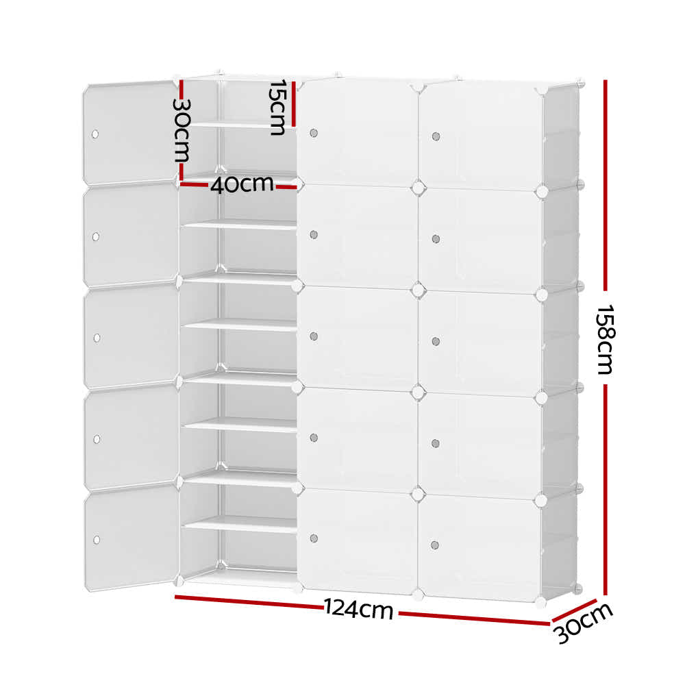 DS NA Artiss Shoe Cabinet DIY Shoe Box White Portable Organiser Storage Stand