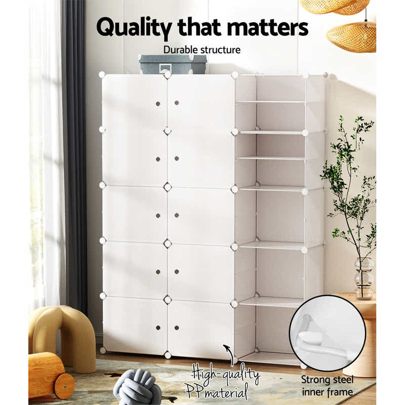 DS NA Artiss Shoe Cabinet DIY Shoe Box White Portable Organiser Storage Stand
