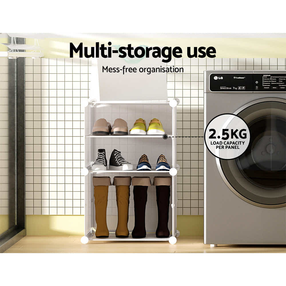 DS NA Artiss Shoe Cabinet DIY Shoe Box White Storage Portable Organiser Stand