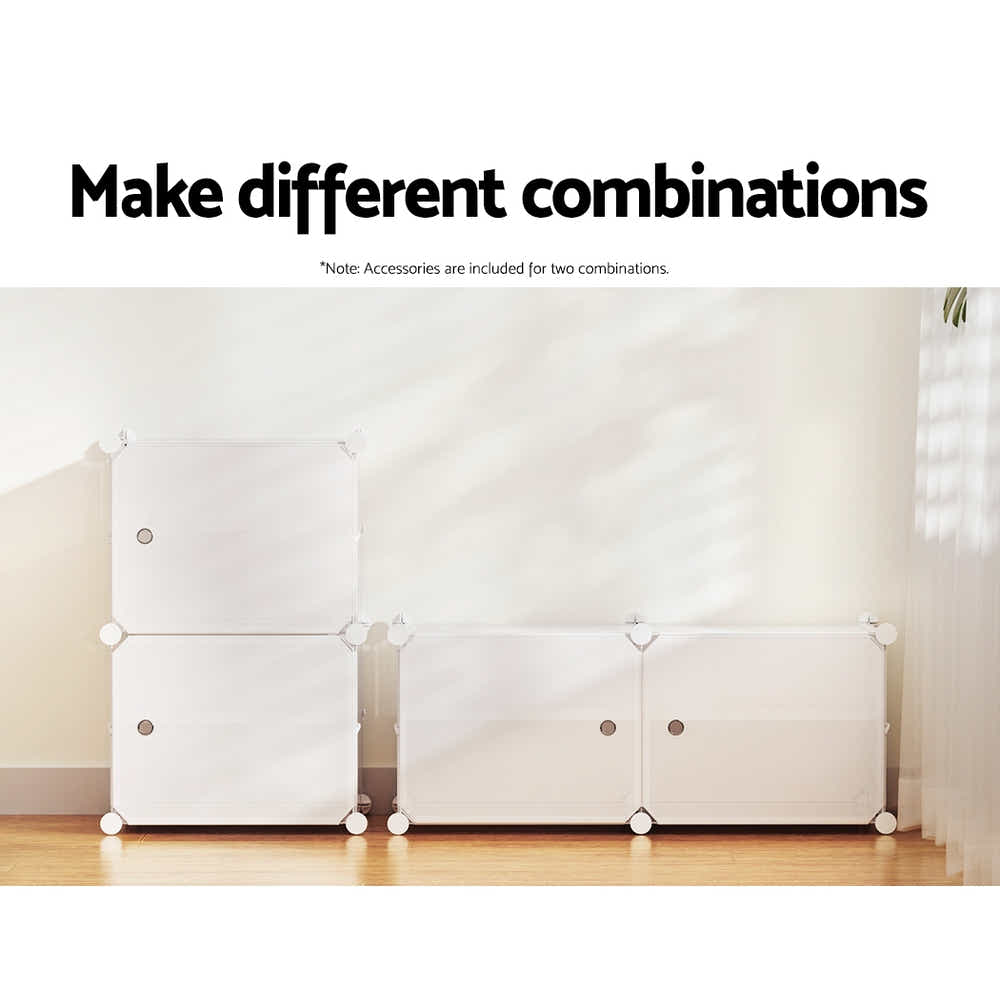 DS NA Artiss Shoe Cabinet DIY Shoe Box White Storage Portable Organiser Stand