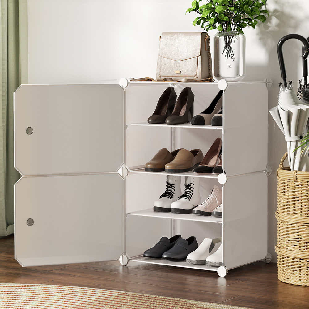 DS NA Artiss Shoe Cabinet DIY Shoe Box White Storage Portable Organiser Stand