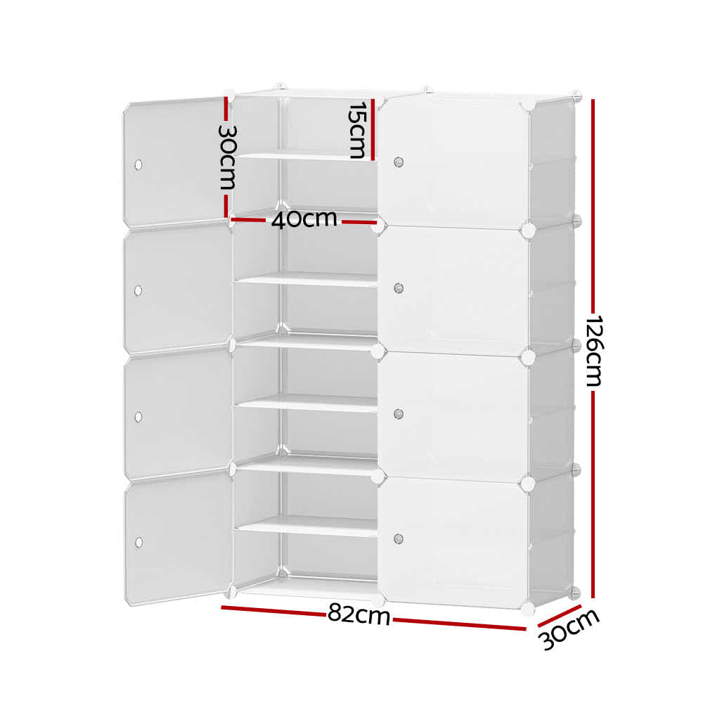 DS NA Artiss Shoe Cabinet DIY Storage Shoe Box White Portable Organiser Stand