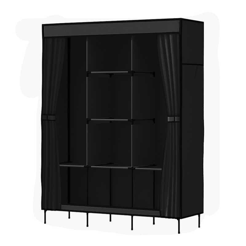 DS NA Artiss Clothes Wardrobe Storage Large Portable Organiser with Shelf Black