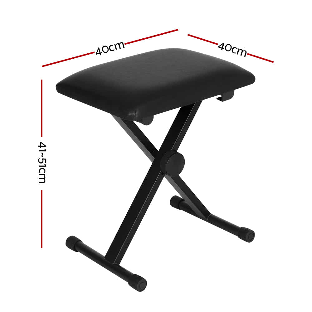 DS NA Piano Stool Adjustable Height Keyboard Seat Portable Bench Chair Black