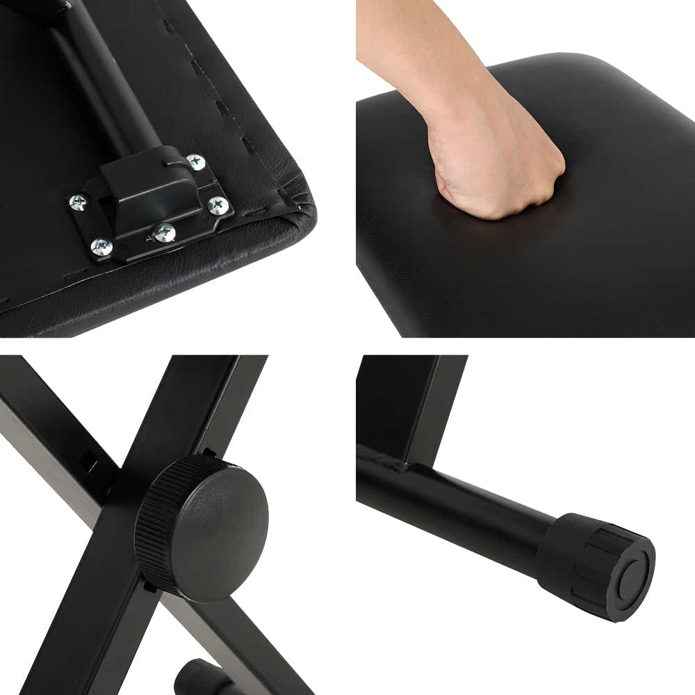DS NA Piano Stool Adjustable Height Keyboard Seat Portable Bench Chair Black