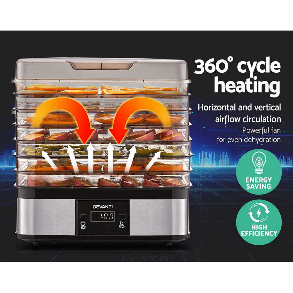 DS NA Devanti Food Dehydrator with 7 Trays - Silver