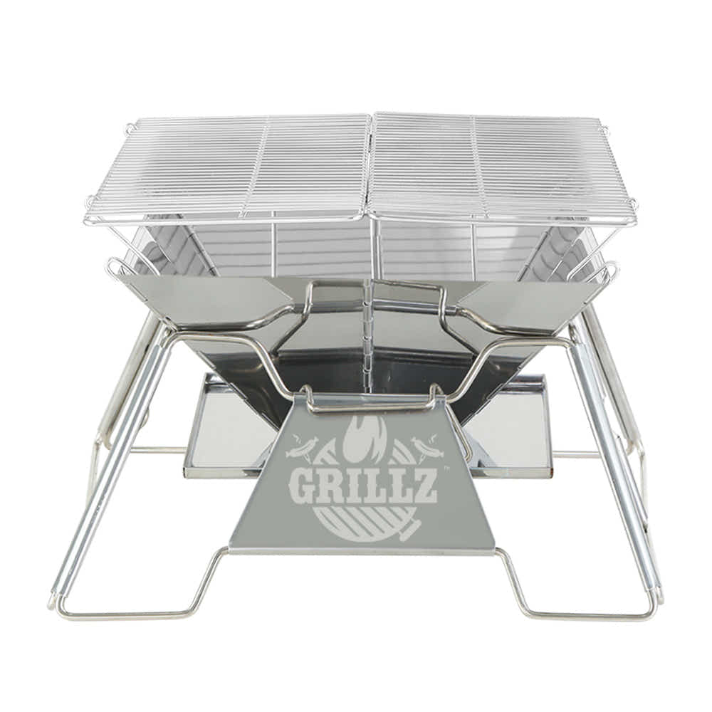 DS NA Camping Fire Pit BBQ 2-in-1 Grill Smoker Outdoor Portable Stainless Steel