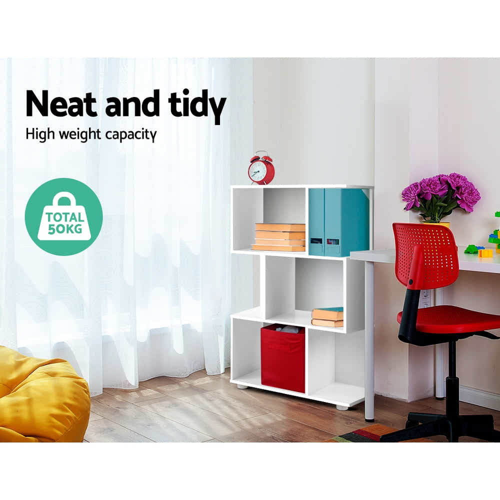 DS NA Artiss 3 Tier Zig Zag Bookshelf - White