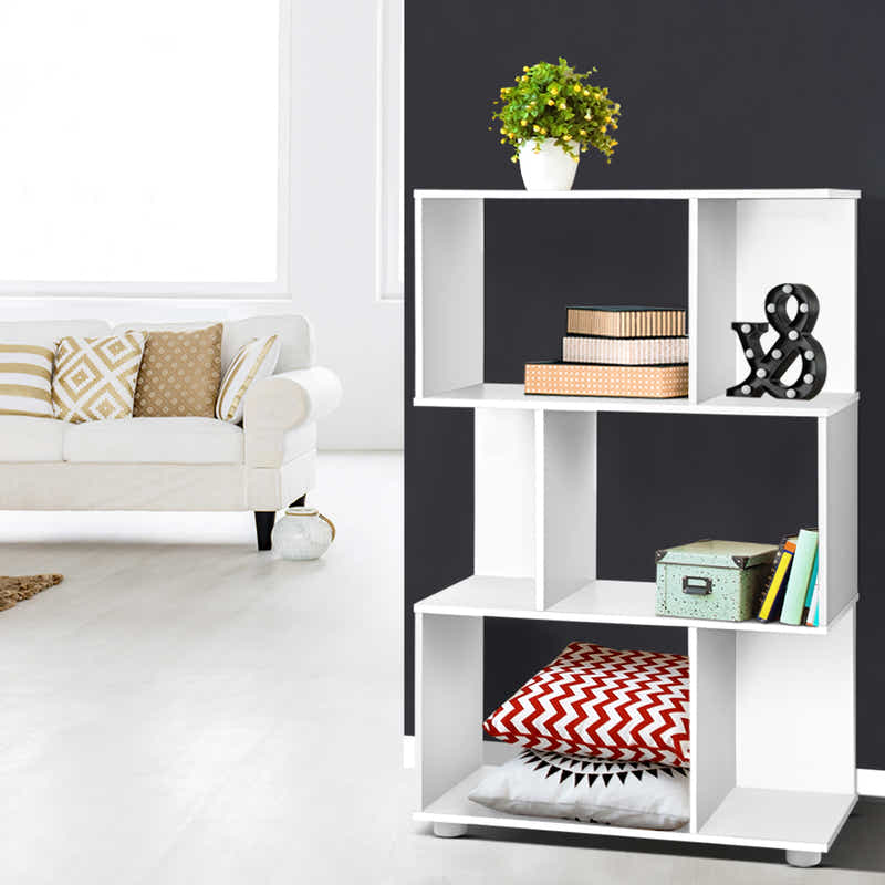 DS NA Artiss 3 Tier Zig Zag Bookshelf - White