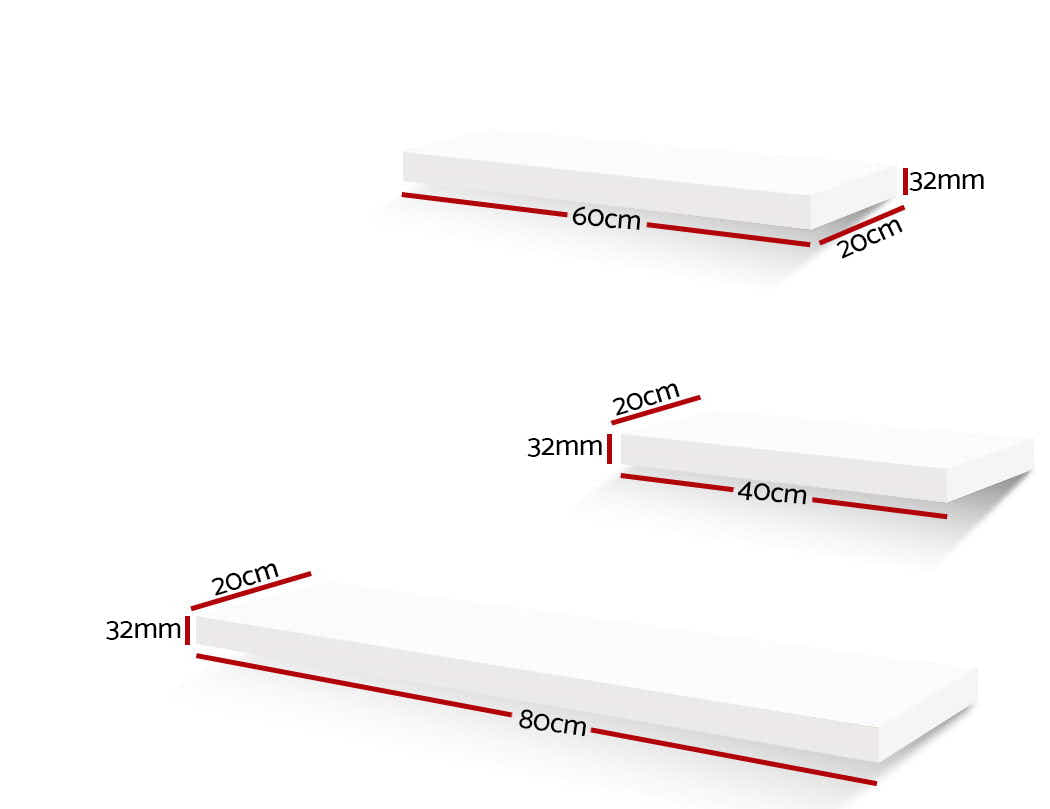 DS NA Artiss 3 Piece Floating Wall Shelves - White