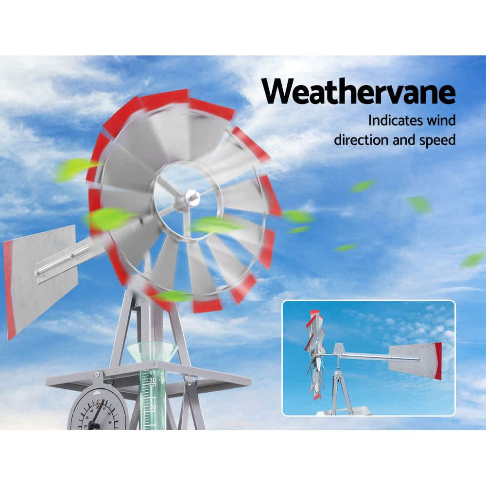 DS NA Garden Windmill 4FT 146cm Metal Outdoor Decor Ornamental Wind Will