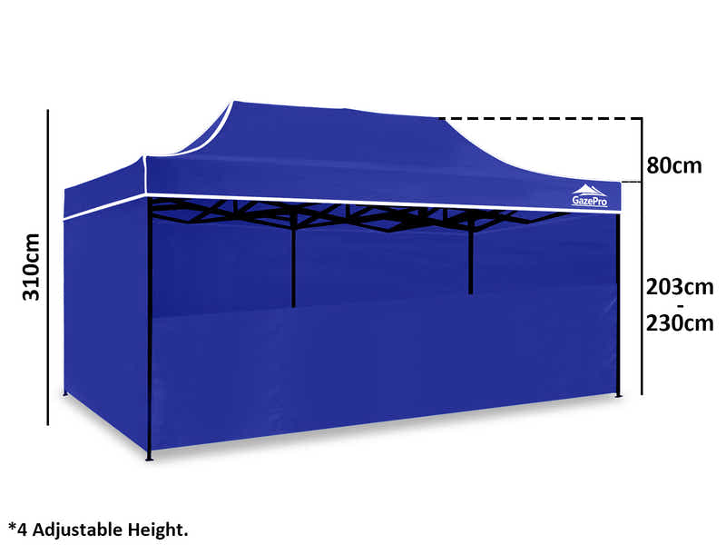 Gazebo with Silver-Coated Roof 3m x 6m - Blue