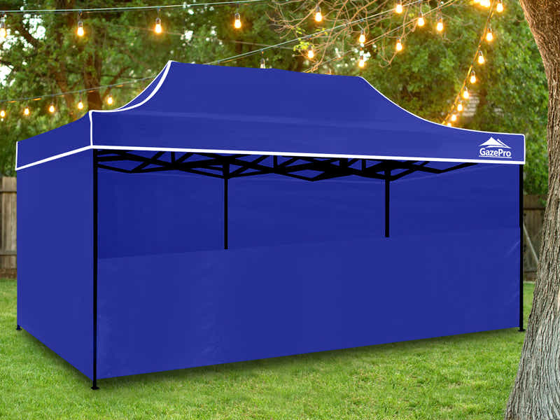 Gazebo with Silver-Coated Roof 3m x 6m - Blue