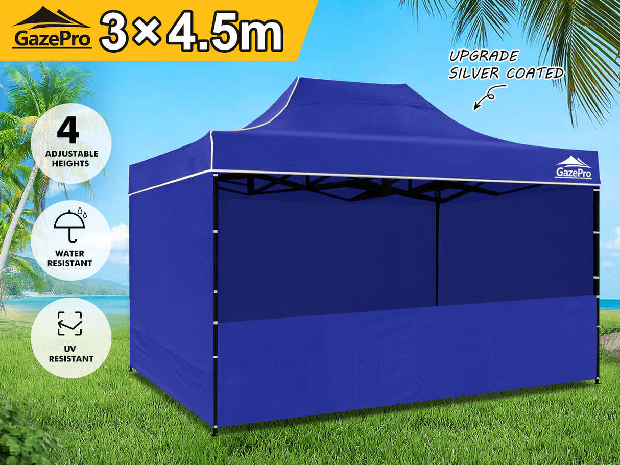Gazebo with Silver-Coated Roof 3m x 4.5m - Blue