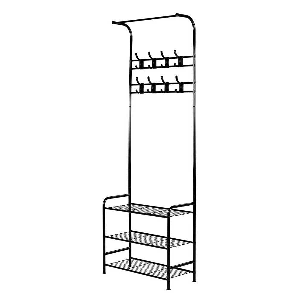 DS NA Clothes Rack Portable Hanger Airer Organiser Shoe Storage Metal Black