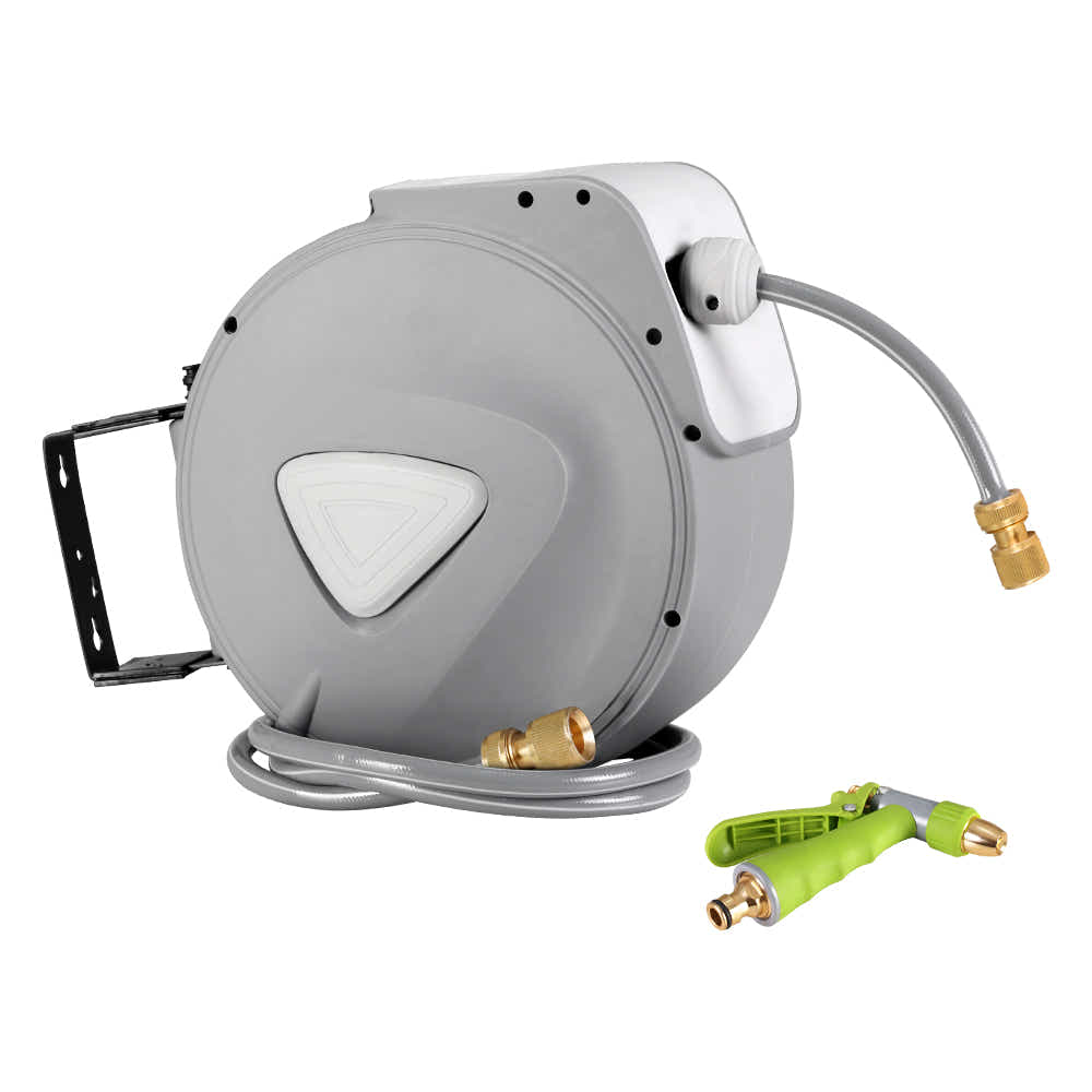 DS NA 20M Retractable Water Hose Reel Garden Storage AutoRewind Spray Gun