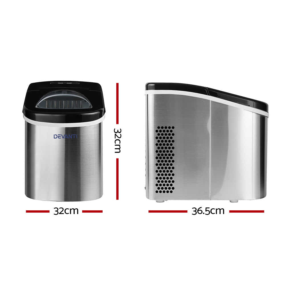 DS NA Devanti 2.4L Stainless Steel Portable Ice Cube Maker