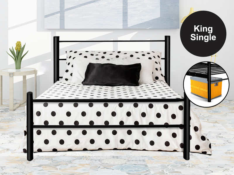 Sol Metal Bed Frame Black - King Single