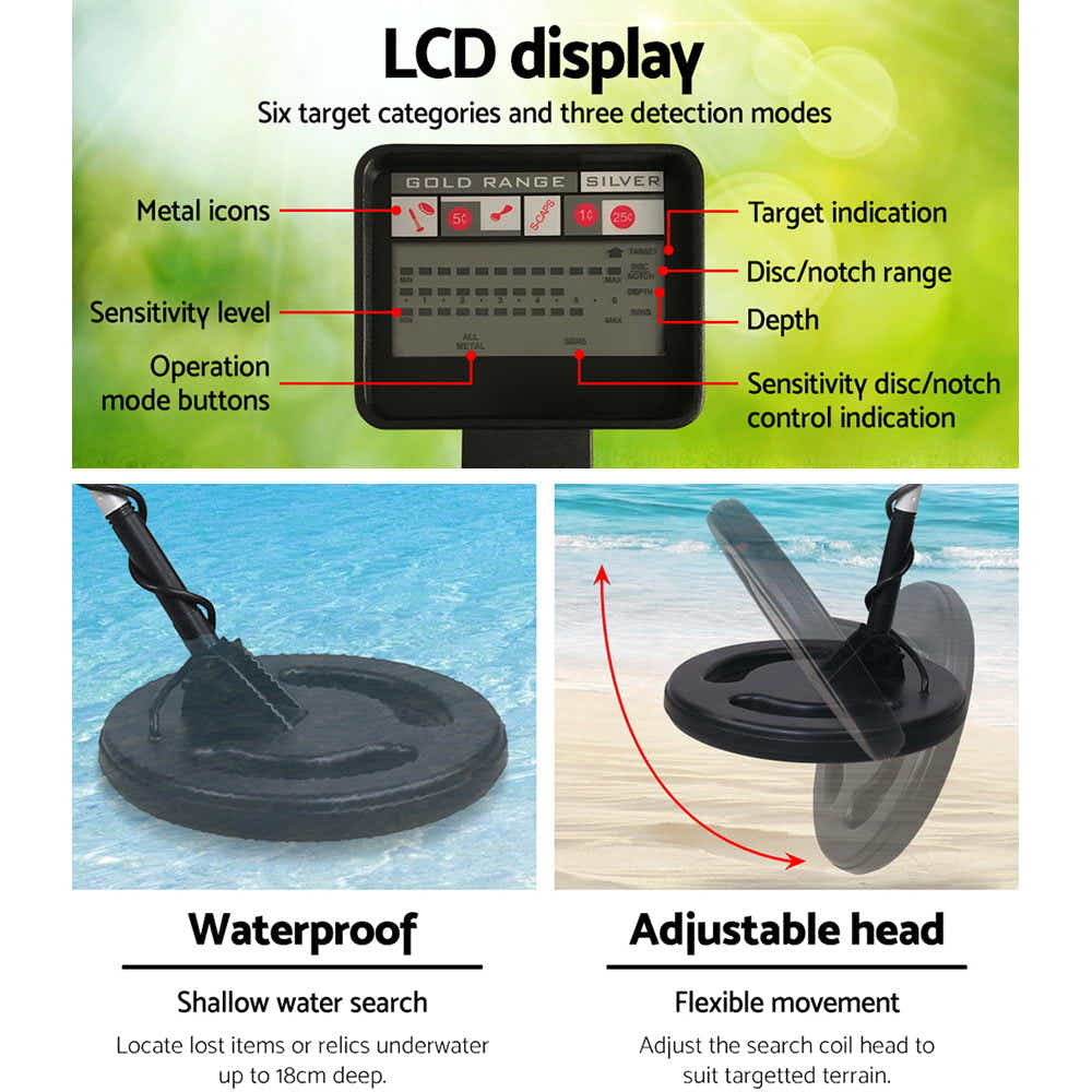 DS NA LCD Screen Metal Detector with Headphones - Black