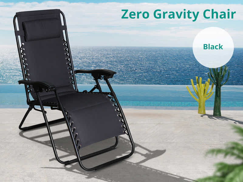Zero Gravity Chair with Padded Cushion - Black