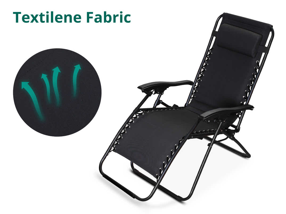 Zero Gravity Chair with Padded Cushion - Black