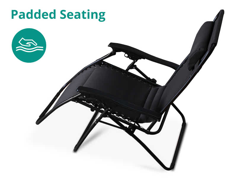 Zero Gravity Chair with Padded Cushion - Black