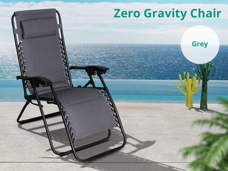 Zero Gravity Chair with Padded Cushion - Grey