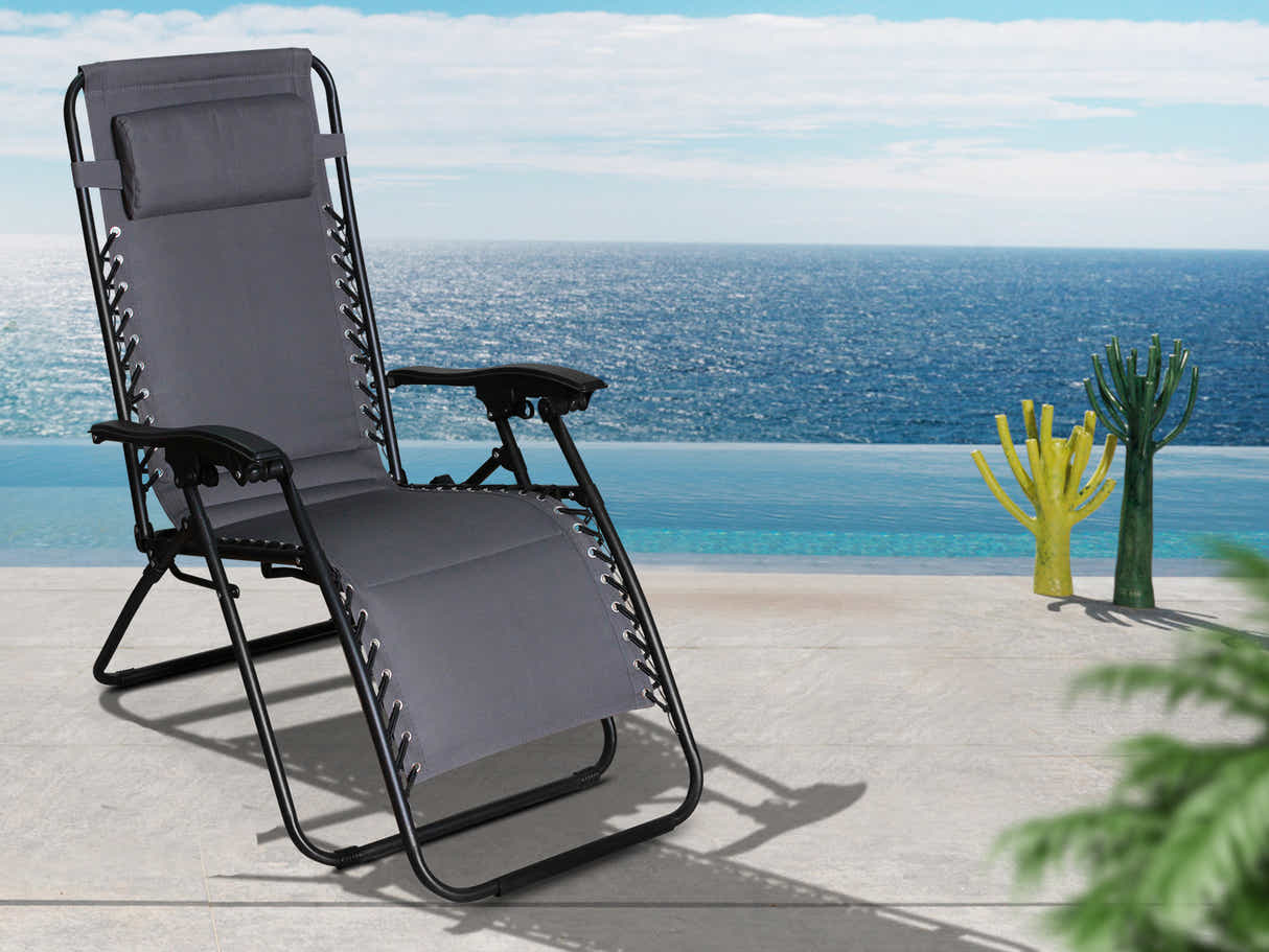 Zero Gravity Chair with Padded Cushion - Grey